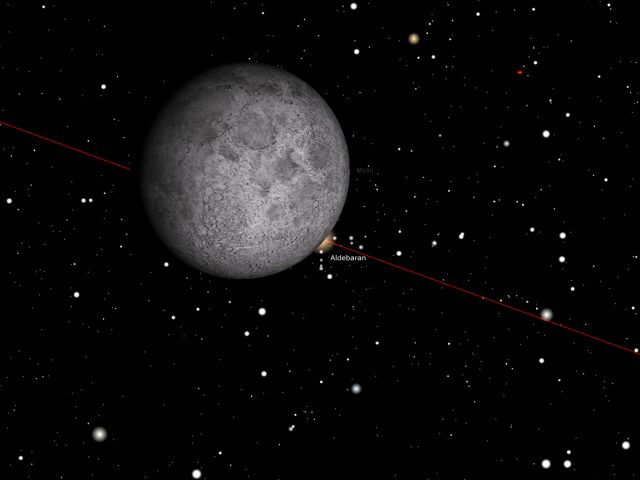 Rome, 23 Dec. 2015, 08:04 PM (UT+1): Aldebaran reappear behind the Moon