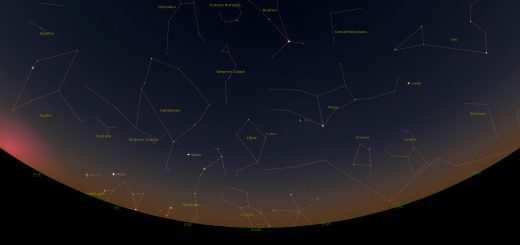 Five planets plus the Moon in the sky: Rome, 31 Jan. 2016, at 05:30 UT.