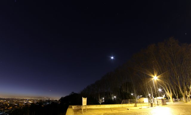 Mercury, Venus, Saturn, Mars and Jupiter, with the Moon, as showing at morning twilight above Rome - 1 Feb. 2016 