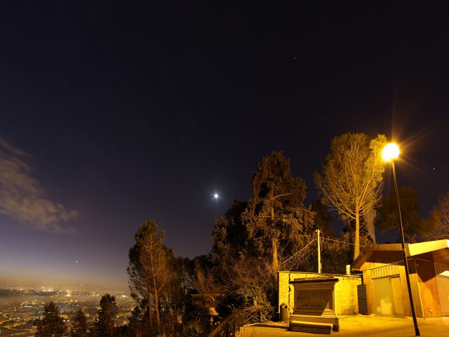 Mercury, Venus, Saturn, Mars and Jupiter, with the Moon from Monte Mario look-out - 2 Feb. 2016.