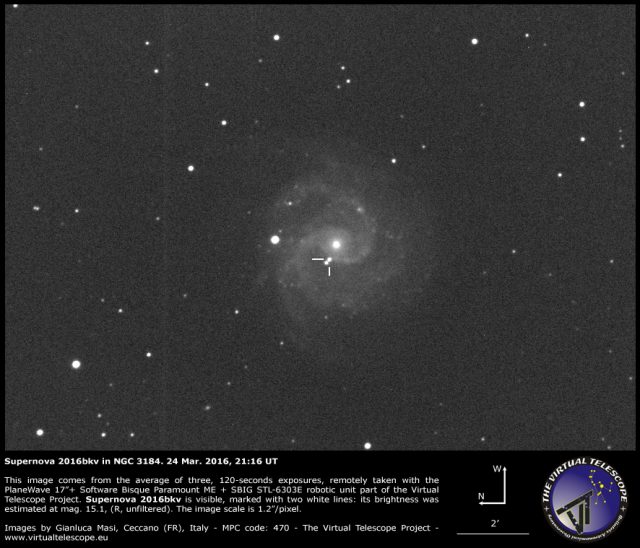 Supernova 2016bkv in NGC 3184: 24 Mar. 2016
