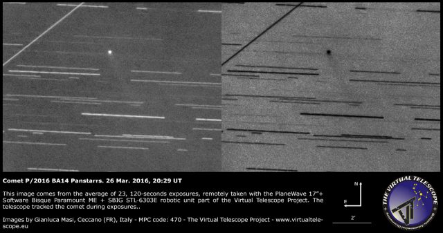 Comet P2016 BA14 Panstarrs with a nice tail - 26 Mar. 2016