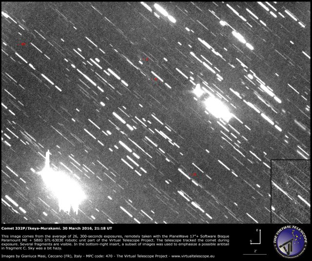 Comet 332P Ikeya-Murakami: fragments a, c, h, g?. 30 Mar. 2016