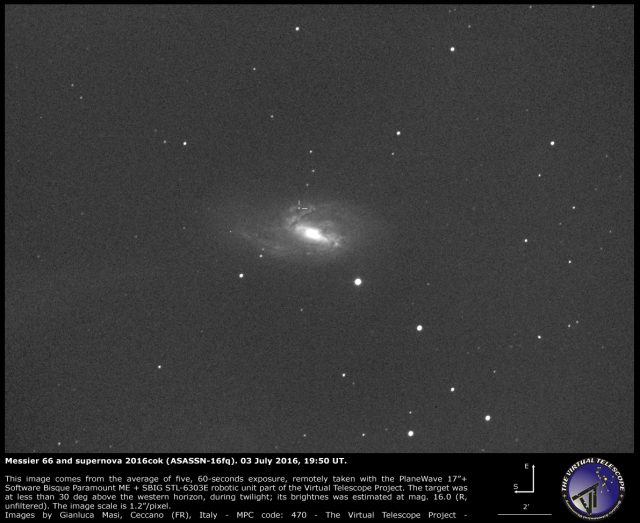 Supernova ASASSN-16fq (2016cok) in Messier 66: 03 July 2016