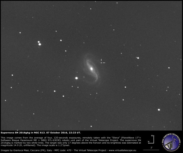 Supernova SN 2016gkg in NGC 613: 07 October 2016
