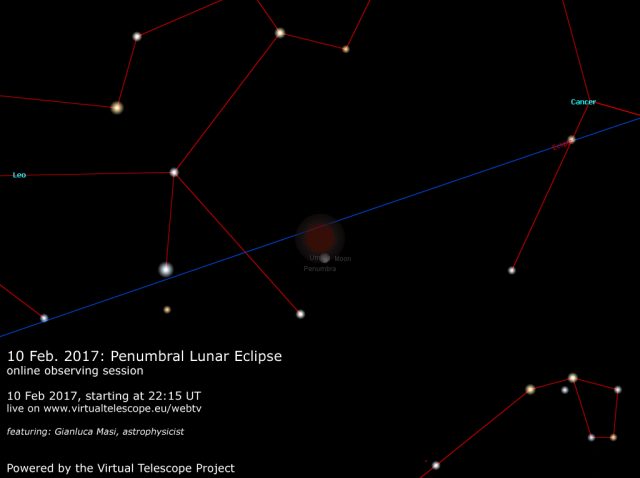 17 Feb. 2017: Penumbral Lunar Eclipse - online observation