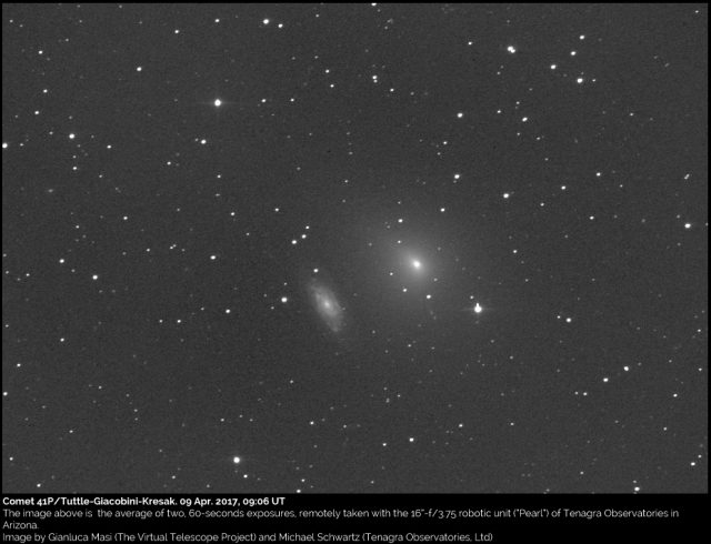 Comet 41P/Tuttle-Giacobini-Kresak meets the galaxy NGC 6015: 9 Apr. 2017