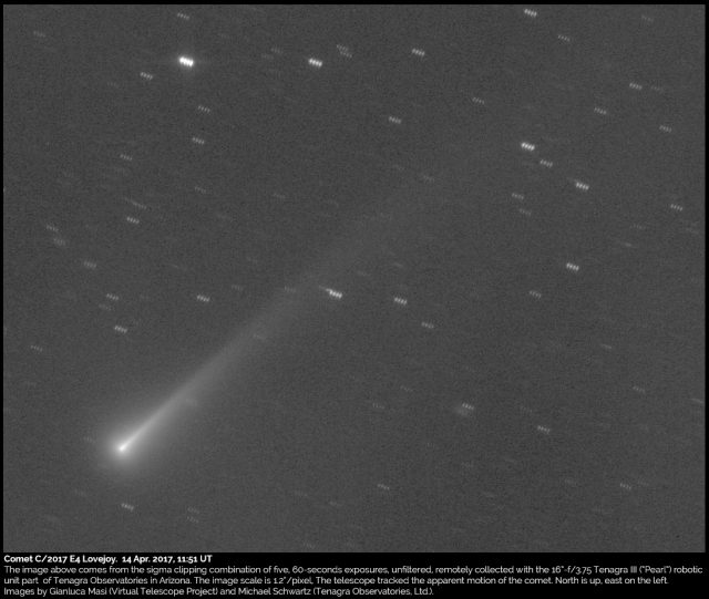 Comet C/2017 E4 Lovejoy, a close-up: 14 Apr. 2017