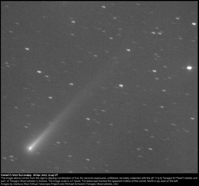 Comet C/2017 E4 Lovejoy, a close-up: 16 Apr. 2017