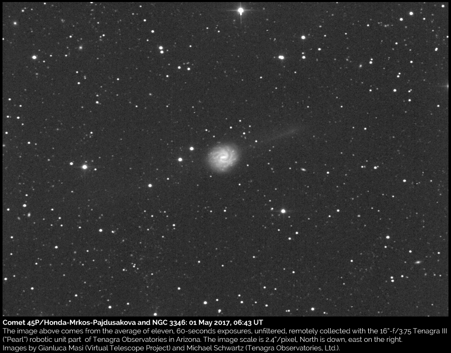 Comet 45P/HondaMrkosPajdusakova and NGC 3346 an image