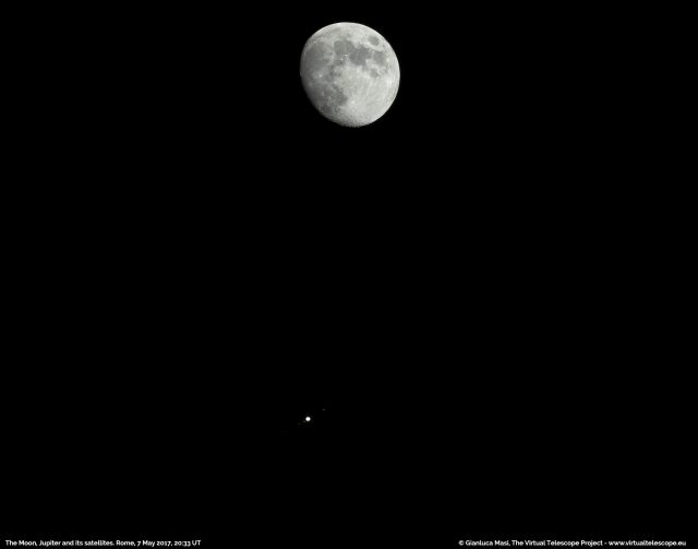 The Moon and Jupiter with its Galilean satellites: 7 May 2017