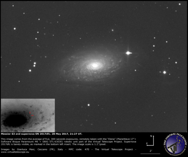 Supernova SN 2017dfc and Messier 63: 28 May 2017