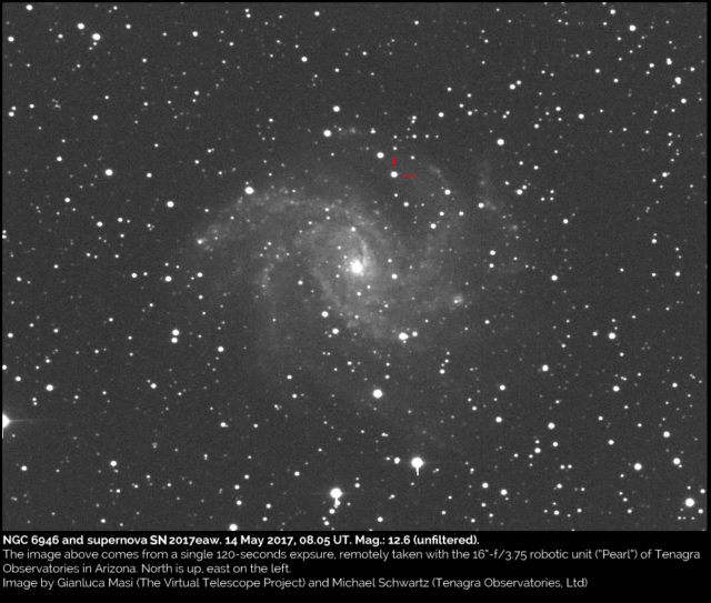 NGC 6946 and supernova SN 2017eaw. 14 May 2017