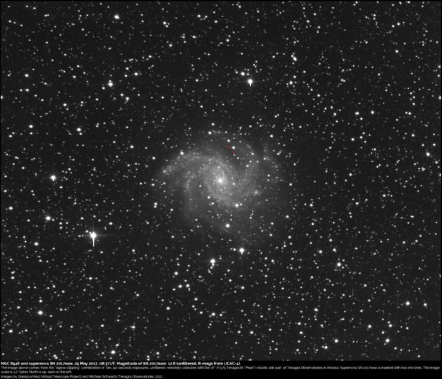 Supernova SN 2017eaw and NGC 6946: 25 May 2017