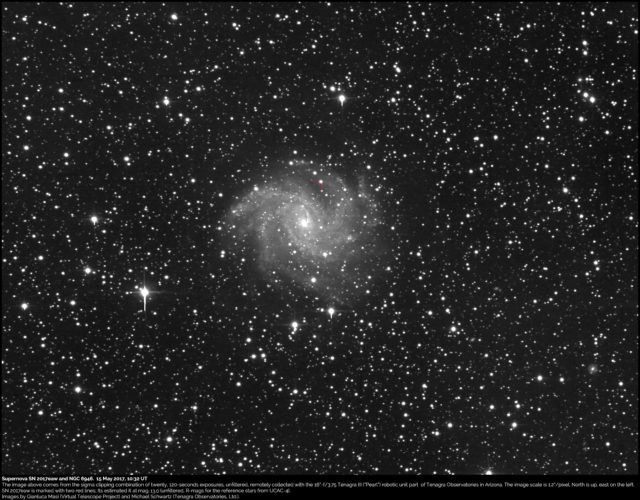 Supernova SN 2017eaw and NGC 6946: 15 May 2017
