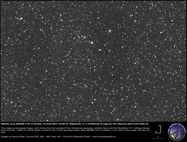 Galactic nova ASASSN-17hx in Scutum: 23 June 2017