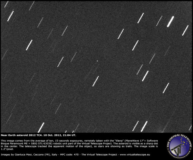 Near-Earth asteroid 2012 TC4: 10 Oct. 2012, while safely approaching the Earth