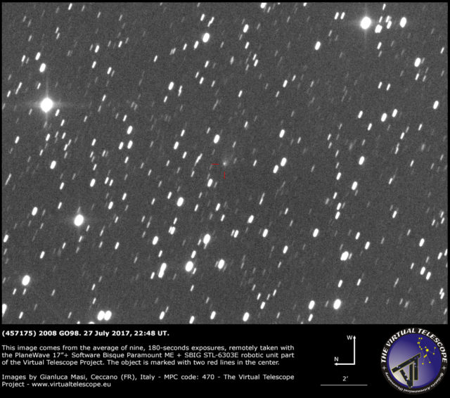 Cometary activity in (457175) 2008 GO98: 27 July 2017