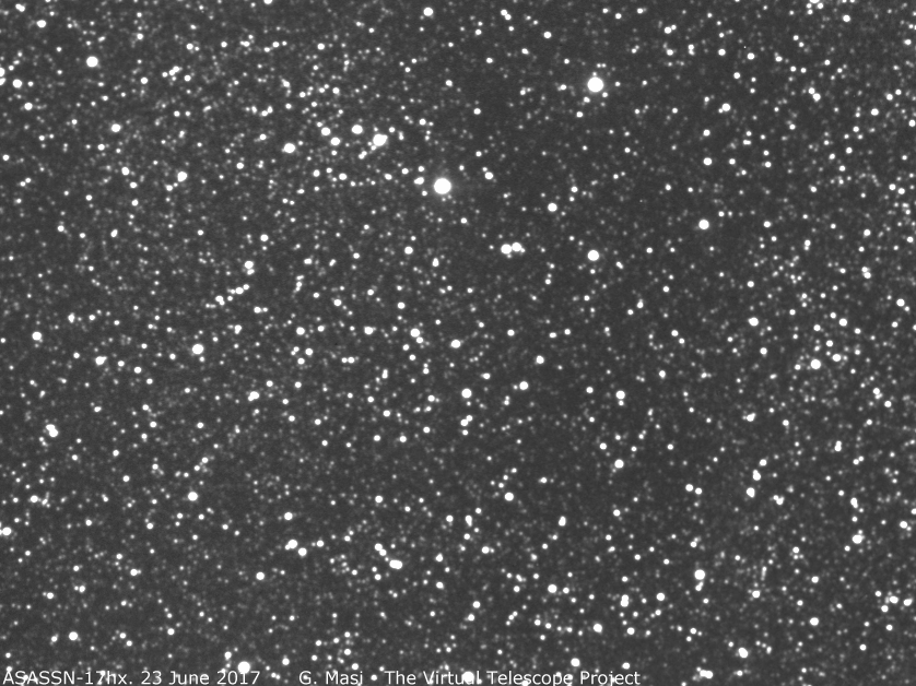 Galactic nova ASASSN-17hx in Scutum: 23 June vs. 13 July 2017 - click for higher resolution