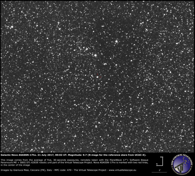 Galactic nova ASASSN-17hx in Scutum: 21 July 2017