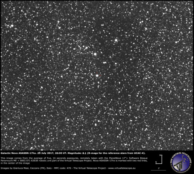Galactic nova ASASSN-17hx in Scutum: 26 July 2017