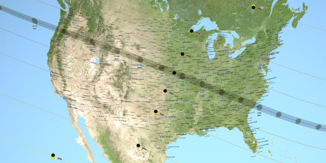 USA 2017 Eclipse: the 21 Aug. totale eclipse, path of the totality.