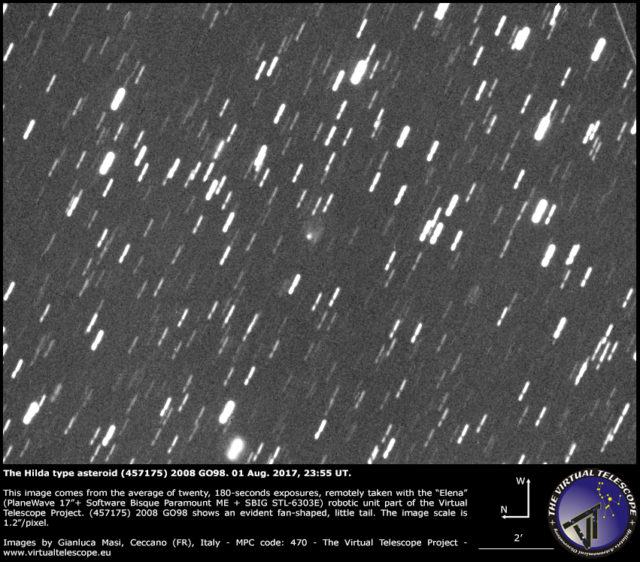 Cometary activity in (457175) 2008 GO98: 01 Aug. 2017