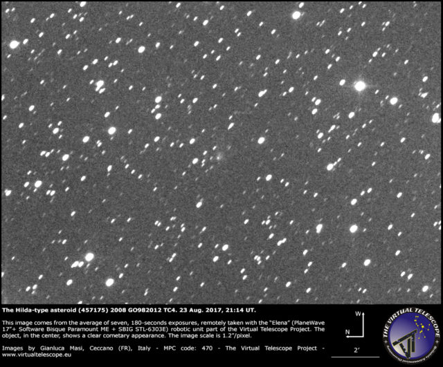 Cometary activity in (457175) 2008 GO98: 23 Aug. 2017