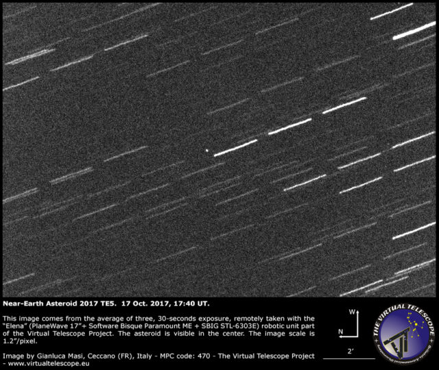 Near-Earth asteroid 2017 TE5 close encounter: 17 Oct. 2017
