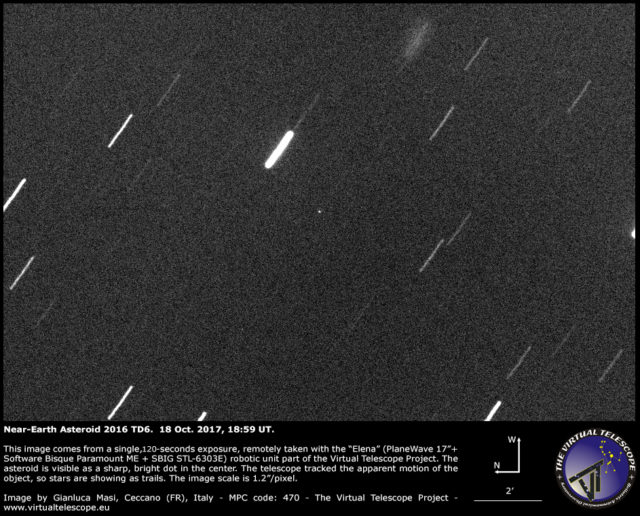 Near-Earth asteroid 2017 TD6: 18 Oct. 2017