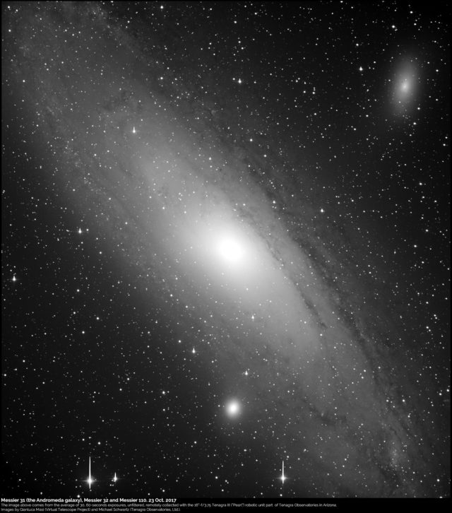 Messier 31 (Andromeda galaxy), Messier 32 and Messier 110