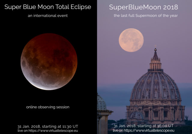 "Super Blue Moon Total Eclipse" and "Super BlueMoon 2018": poster of the events