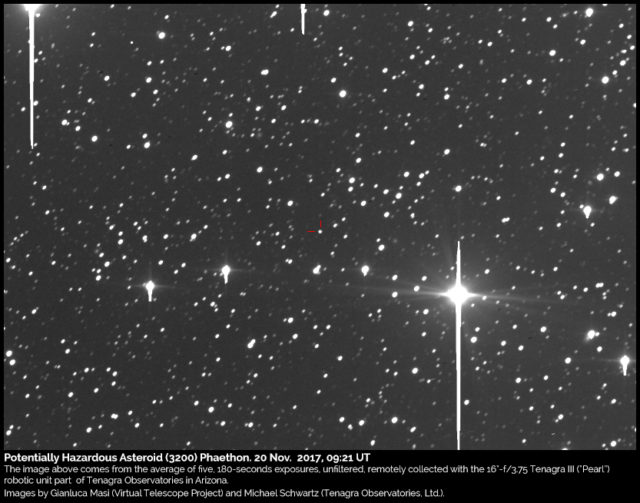 The potentially hazardous asteroid 3200 Phaethon imaged on 20 Nov. 2017 / L'asteroide potenzialmente pericoloso 3200 Phaethon ripreso il 20 novembre 2017