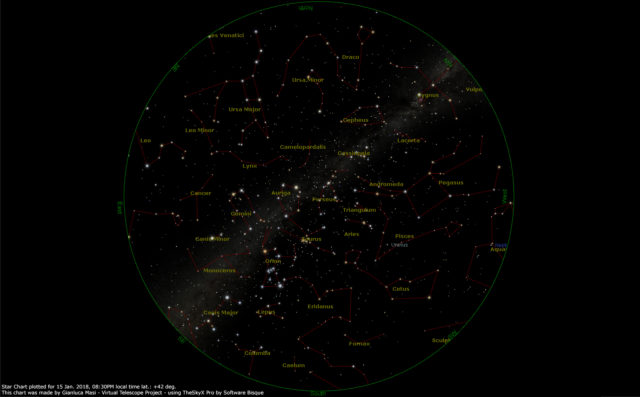 Star Chart: 15 Jan. 2018, 08:30 PM for (13°E,41°N)