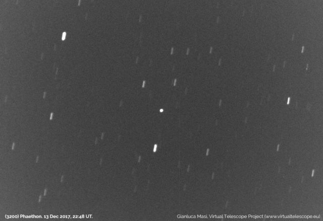 Asteroid (3200) Phaethon imaged during the live feed, on 13 Dec. 2017