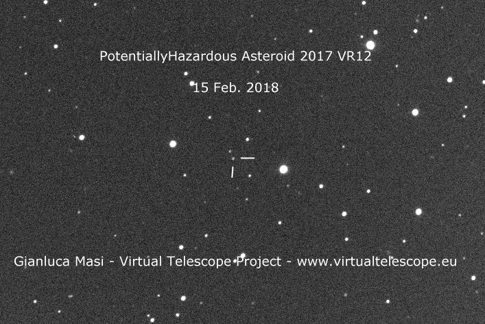 L'asteroide potenzialmente pericoloso 2017 VR12: 15 febbraio 2018