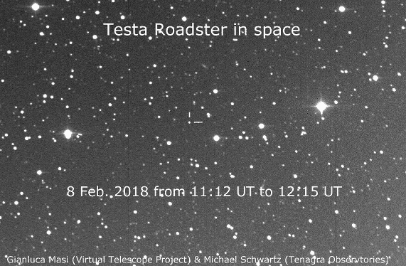 Tesla Roadster travels across the stars - 8 Feb. 2018