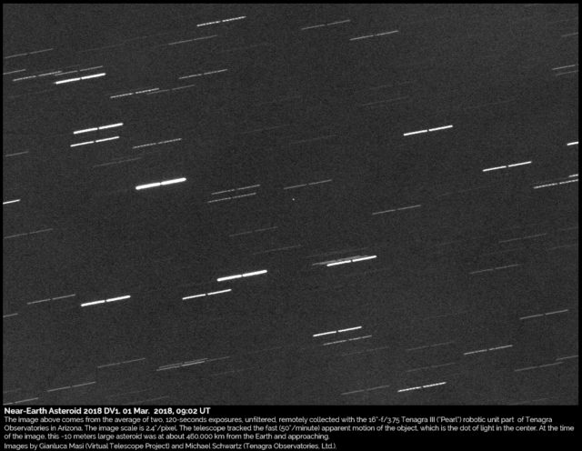 Near-Earth asteroid 2018 DV1: 01 Mar. 2018