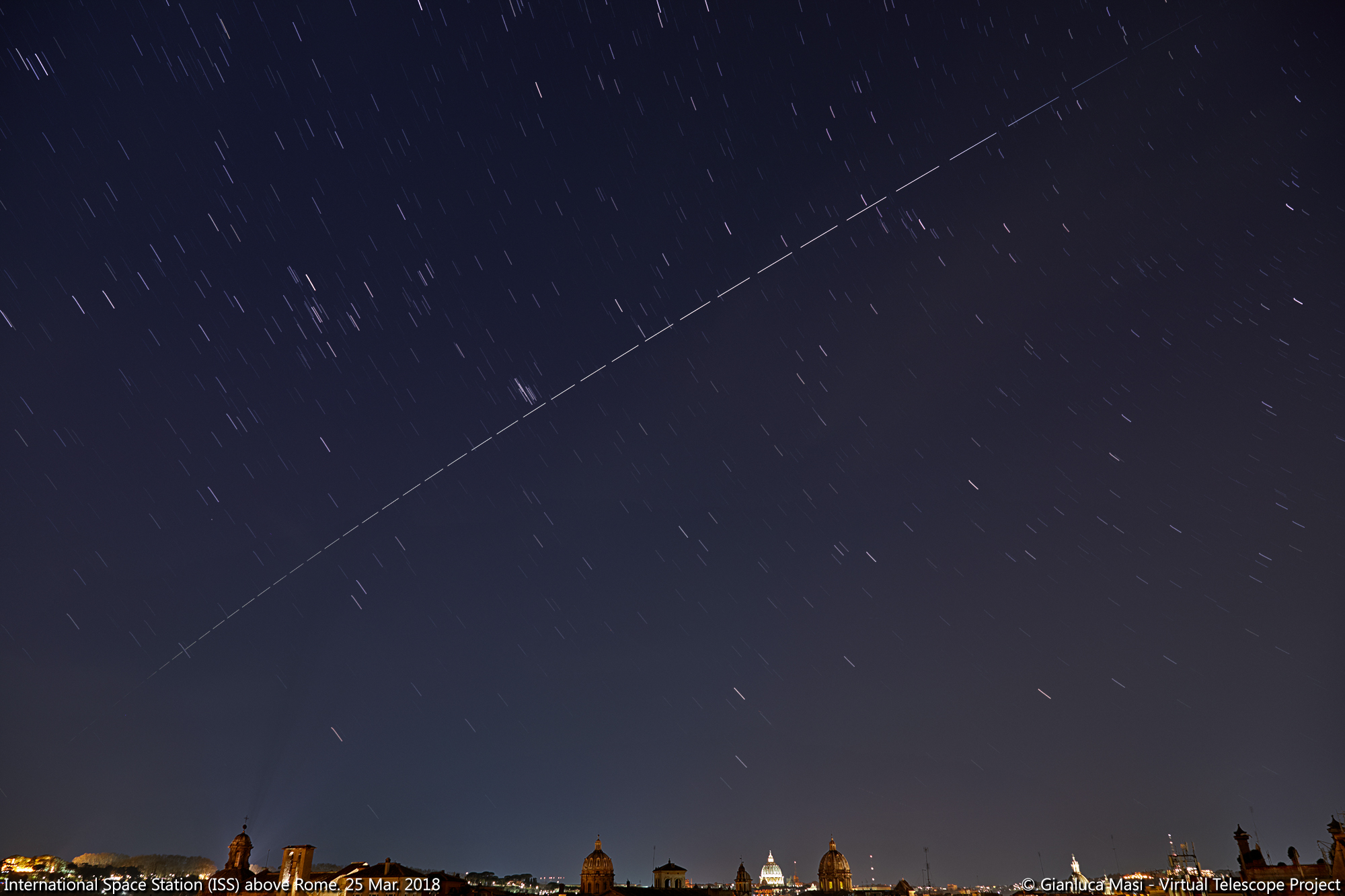 The international Space Station (ISS) crosses the sky above Rome. 25 Mar. 2018