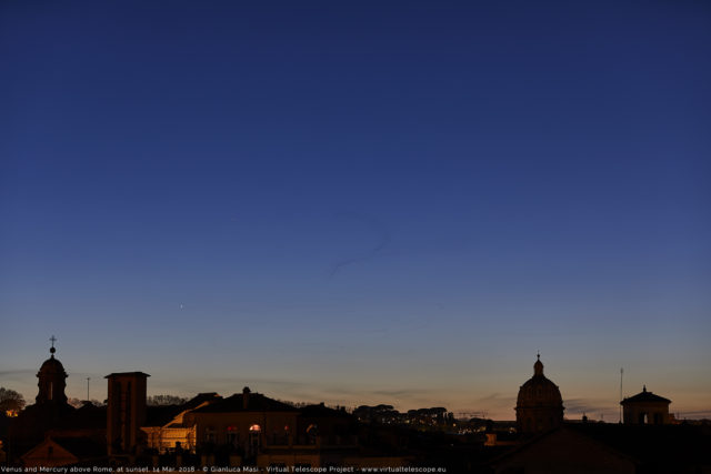 Venus and Mercury set above Rome, at dusk. 14 Mar. 2018