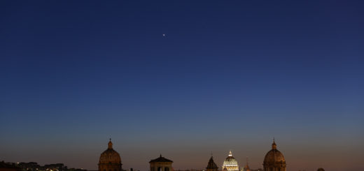 Venus, the Pleiades, Aldebaran and the Hyades above St. Peter. Rome, 25 April 2018. © Gianluca Masi