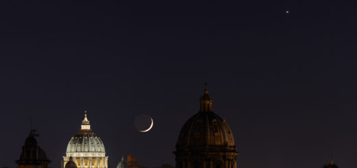 The Moon and Venus ready to set behind St- Peter's Dome. 17 May 2018