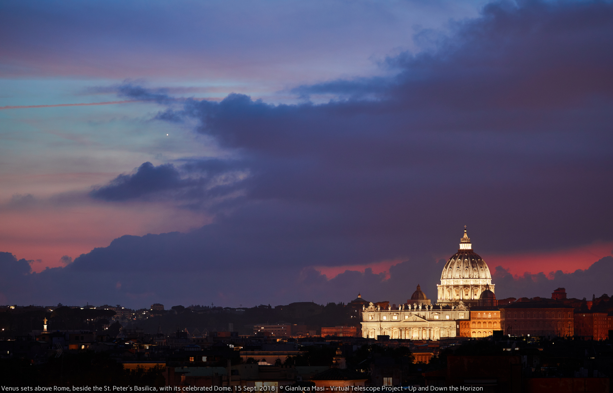 Venus sets beside the legendary St. Peter's Dome and Basilica - 15 Sept. 2018