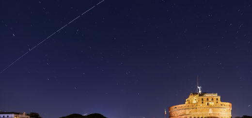 The International Space Station crosses the sky above Castel Sant’Angelo in Rome. 7 Oct. 2018.