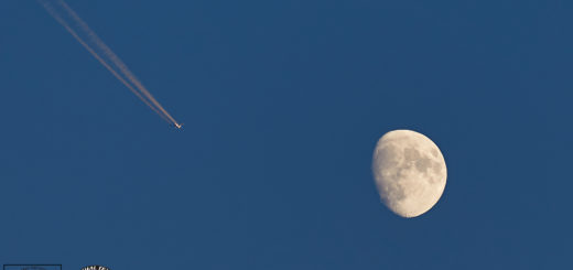 An airplane crosses the field of view during our live feed