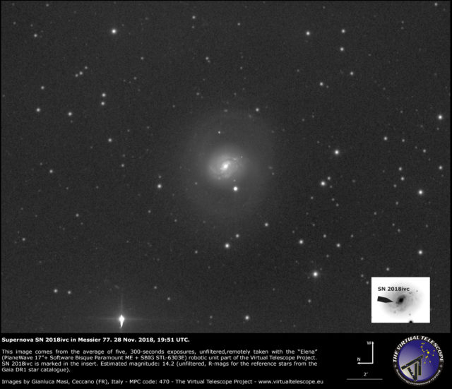 Supernova SN 2018ivc in Messier 77: 28 Nov. 2018