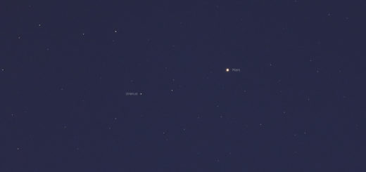 Mars and Uranus in conjunction, being 1 deg. apart - 12 Feb. 2019