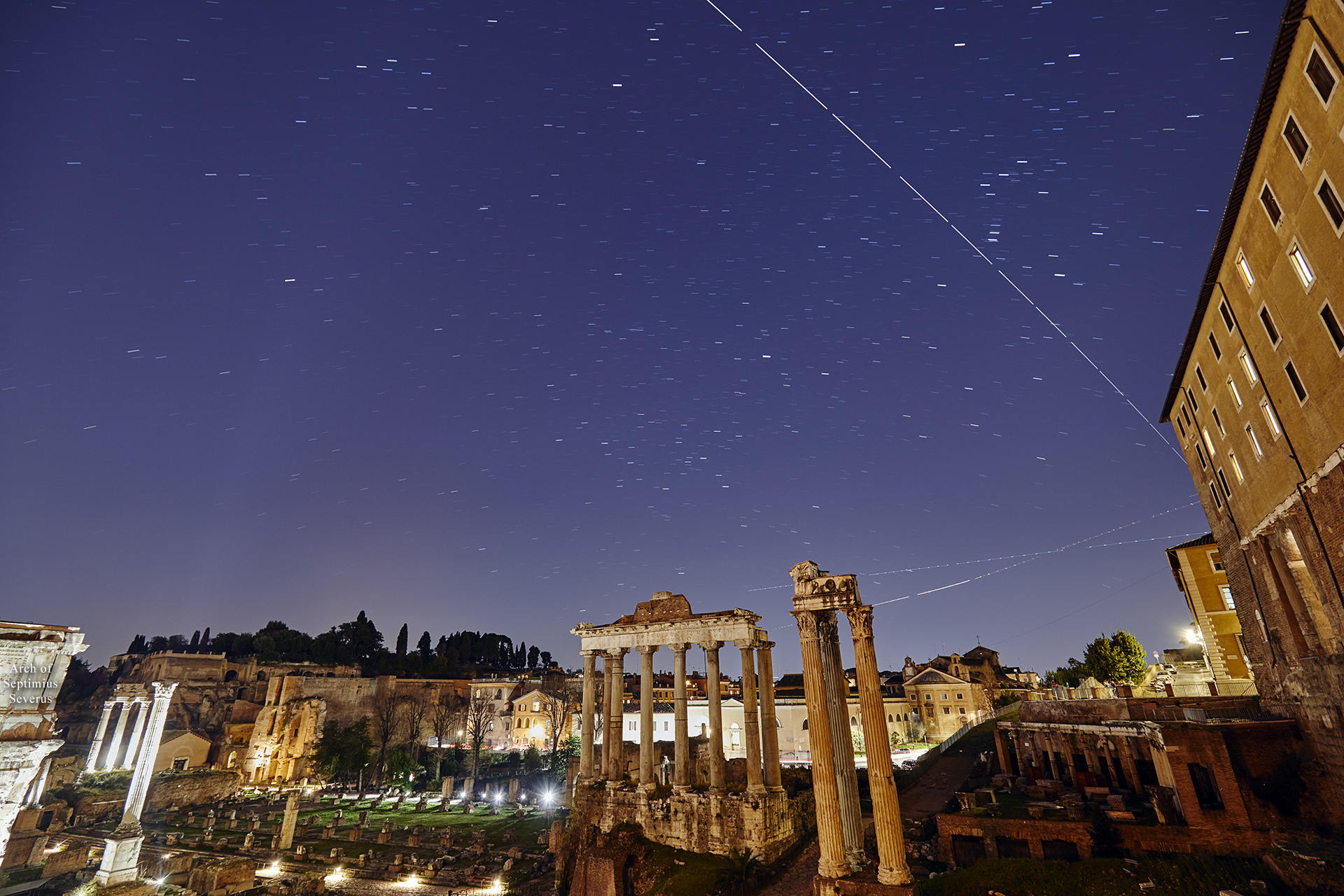 The International Space Station crosses the sky above the Roman Forum - 22 Mar. 2019