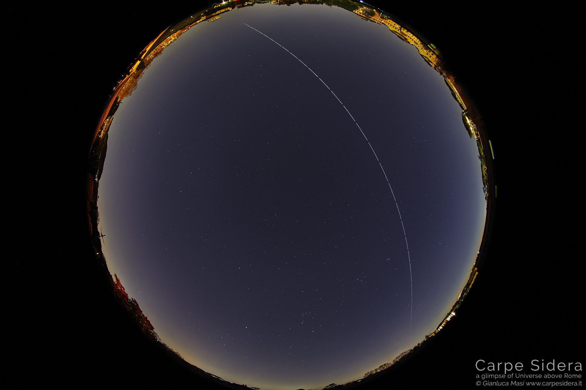 The International Space Station crosses the sky of Rome on 24 March 2019.