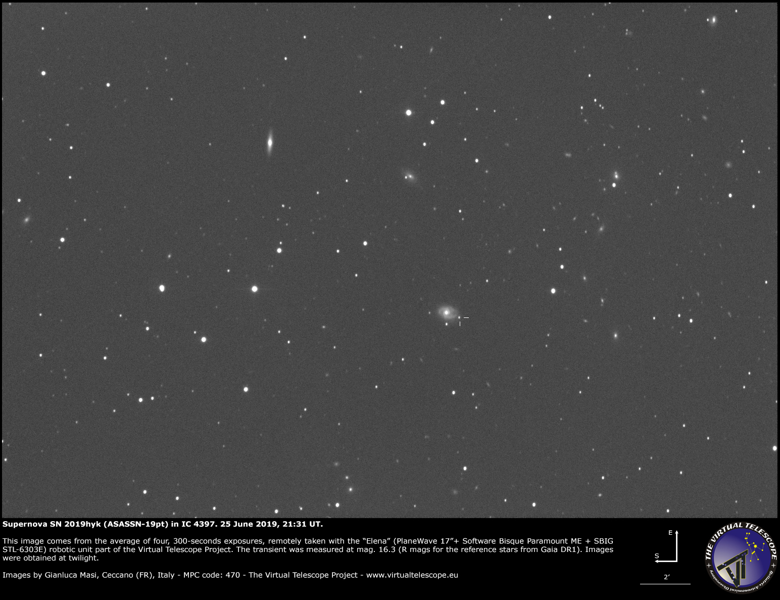 Supernova SN 2019hyk in the spiral galaxy IC 4397: 25 June 2019